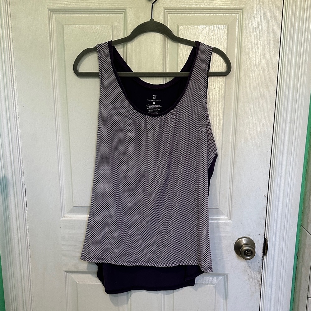 New York and Co.  Purple and White Patterned Tank Top